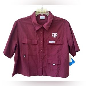 Columbia Women's 2XL PFG Open Water Short Sleeve Shirt Texas A&M Maroon New